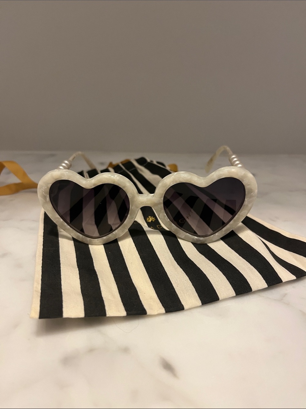 Lele Sadoughi Heart-Shaped Sunglasses with pearl accents